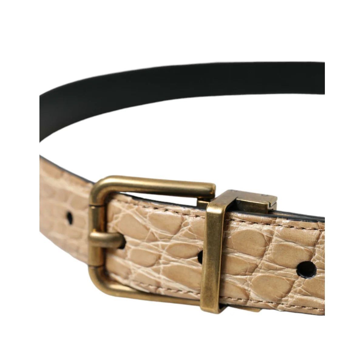 Dolce & Gabbana Beige Belt Metal Buckle Luxury Dress Statement