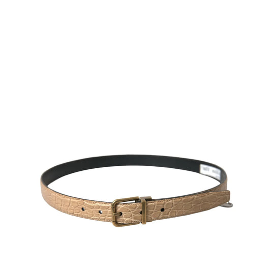 Dolce & Gabbana Beige Belt Metal Buckle Luxury Dress Statement