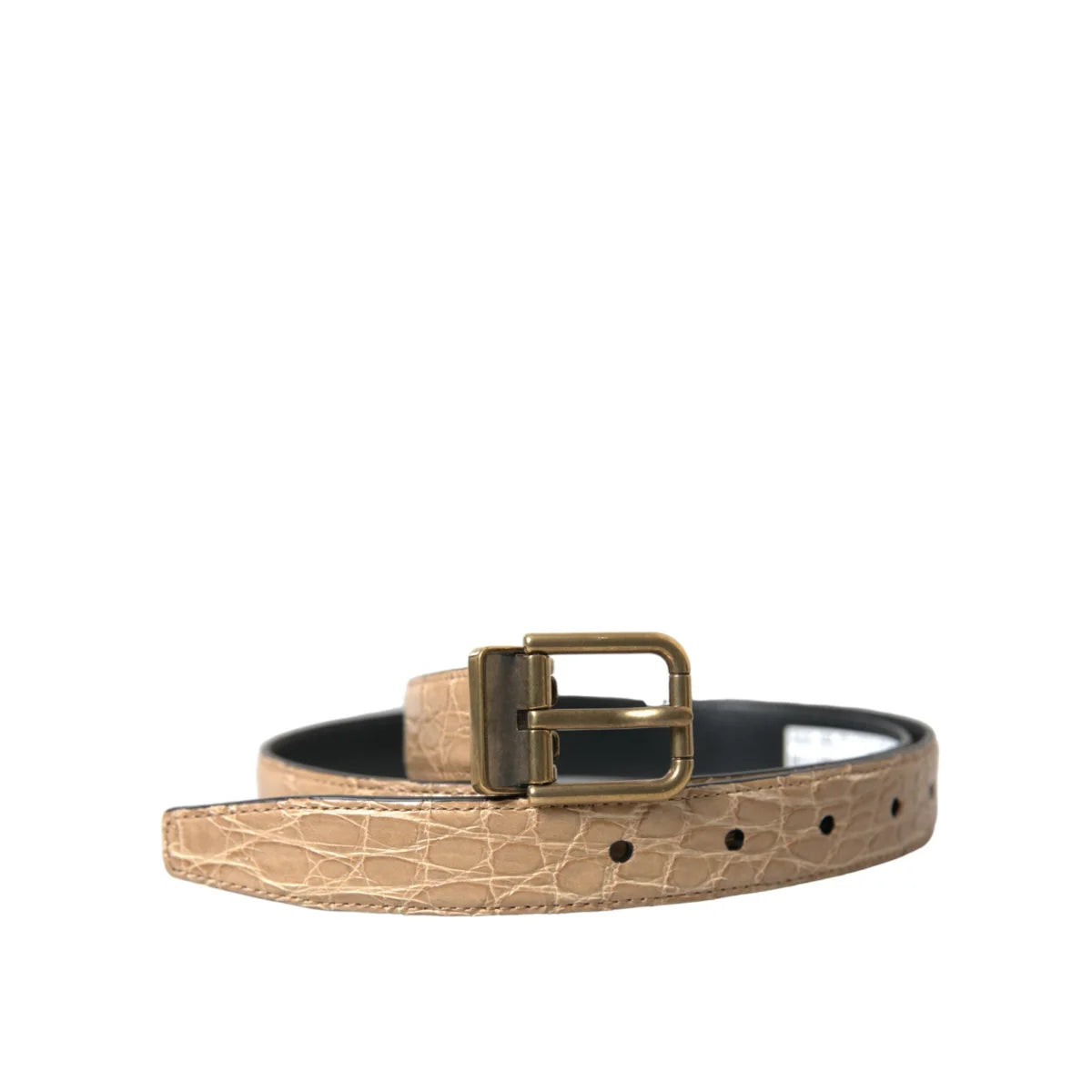 Dolce & Gabbana Beige Belt Metal Buckle Luxury Dress Statement