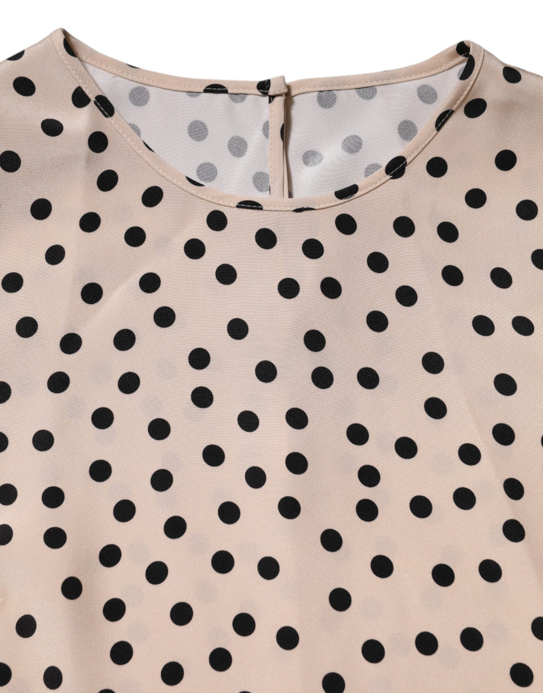 Dolce &amp; Gabbana Blouses - Beige Black Polka Dot Silk Short Sleeve Blouse Top