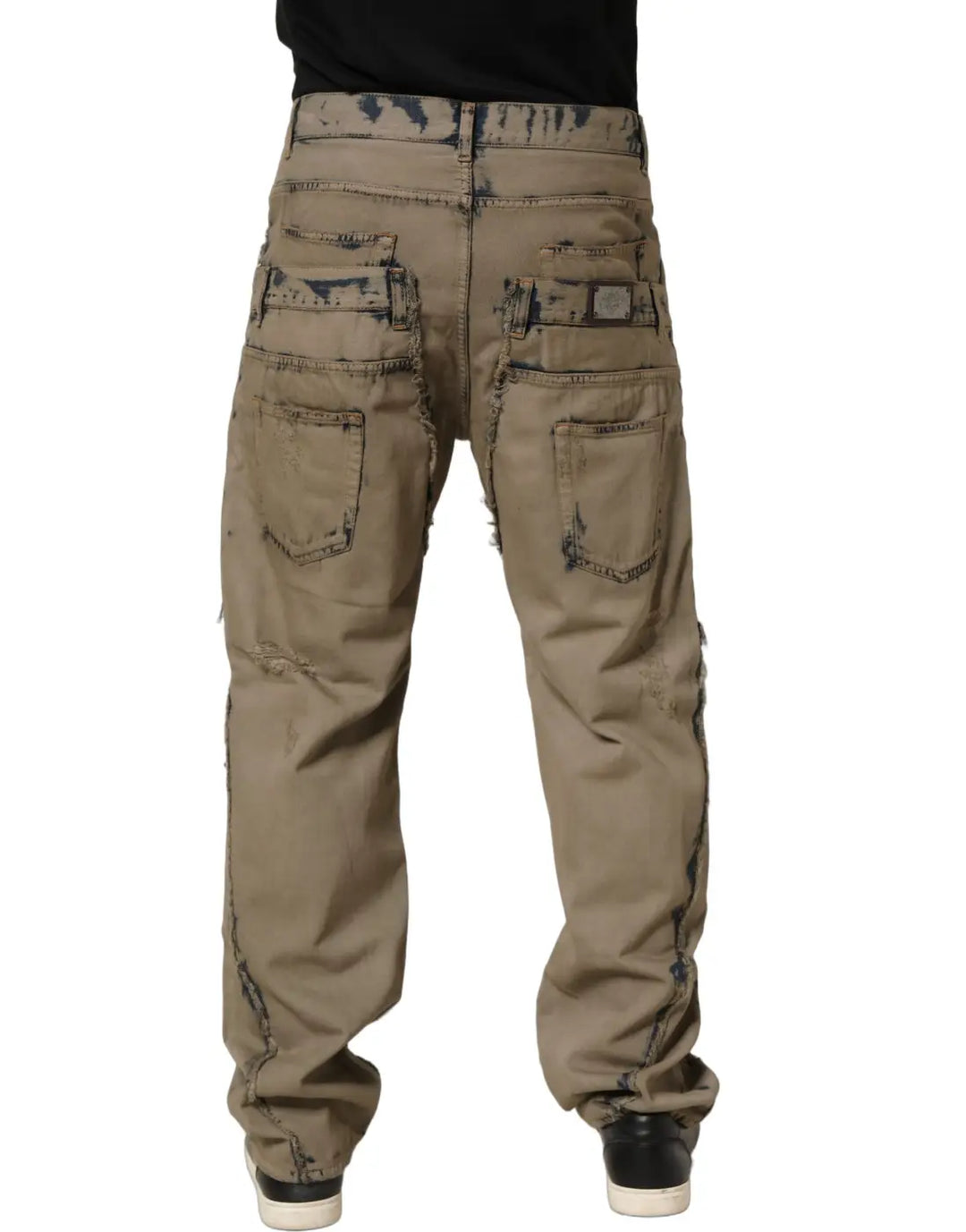 Dolce &amp; Gabbana Beige Bleached Deconstructed Men Denim Jeans