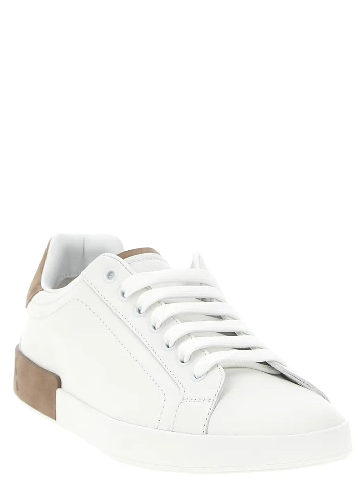 Dolce &amp; Gabbana Beige Calfskin Low Top Sneakers