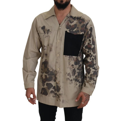 Dolce & Gabbana Beige Camouflage Cotton Long Sleeves Shirt