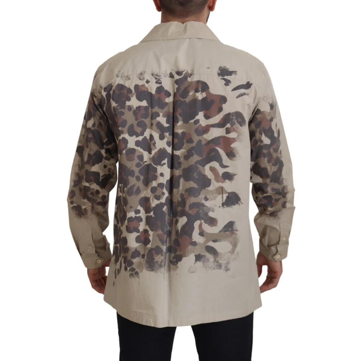 Dolce & Gabbana Beige Camouflage Cotton Long Sleeves Shirt
