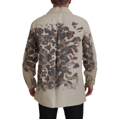 Dolce & Gabbana Beige Camouflage Cotton Long Sleeves Shirt