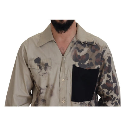 Dolce & Gabbana Beige Camouflage Cotton Long Sleeves Shirt