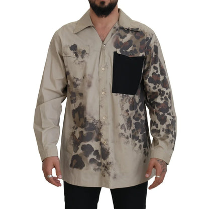 Dolce & Gabbana Beige Camouflage Cotton Long Sleeves Shirt
