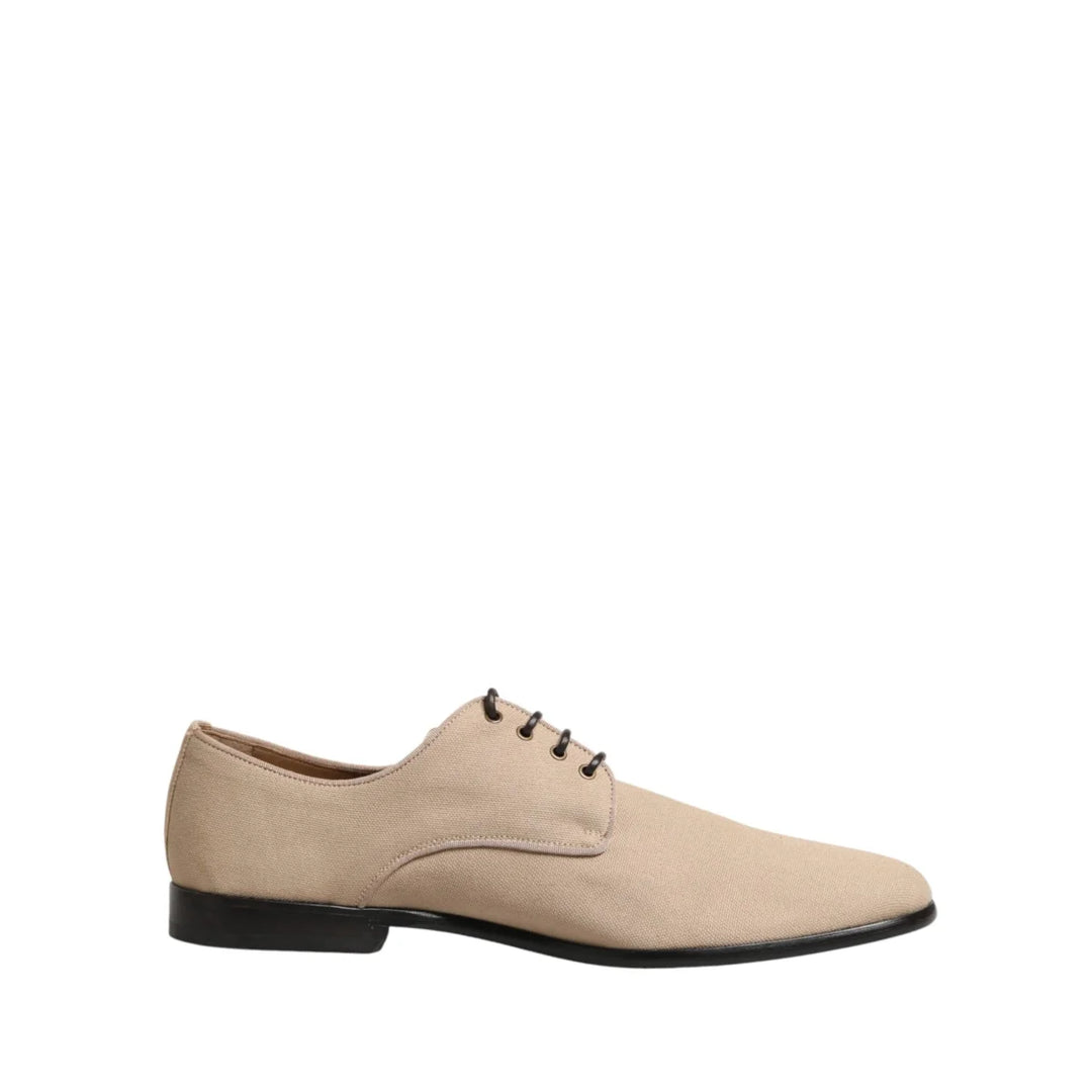 Dolce & Gabbana Beige Canvas Derby Lace Up Dress Men Shoes