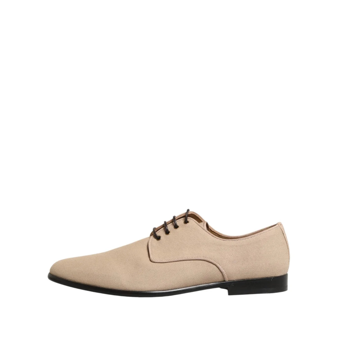 Dolce & Gabbana Beige Canvas Derby Lace Up Dress Men Shoes