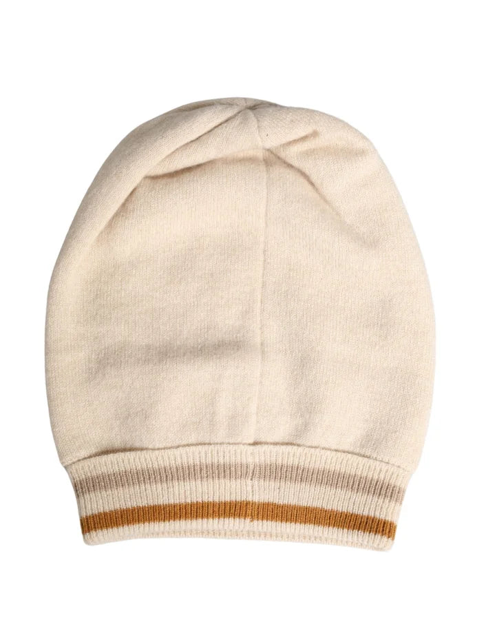 Dolce &amp; Gabbana Beige Cashmere Knitted Women Winter Beanie Hat