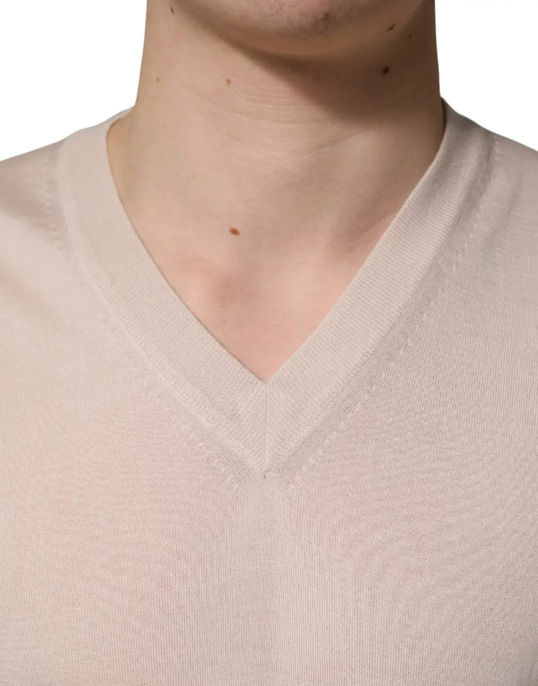 Dolce &amp; Gabbana Beige Cashmere V-neck Men Pullover Sweater