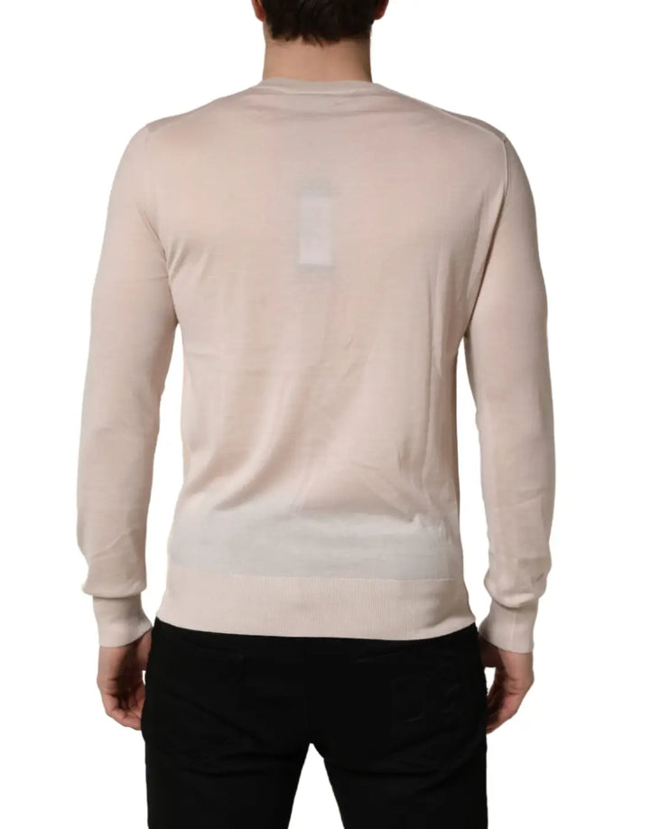 Dolce &amp; Gabbana Beige Cashmere V-neck Men Pullover Sweater