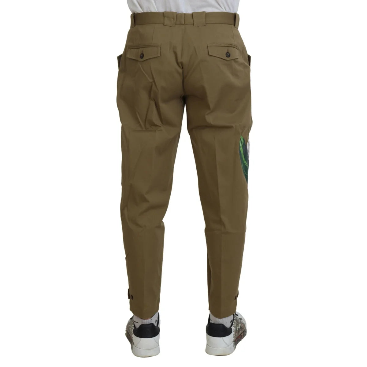 Dolce Gabbana Beige Chino Pants with Eye Popping Multicolor Floral &