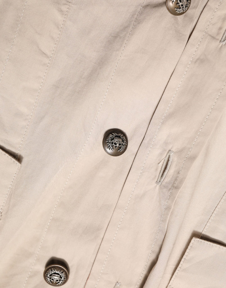 Dolce &amp; Gabbana Shirts - Beige Collared Long Sleeve Cotton Shirt Top
