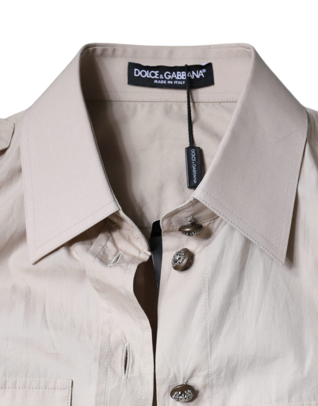 Dolce &amp; Gabbana Shirts - Women’s Beige Cotton Collared Button Down Shirt Top