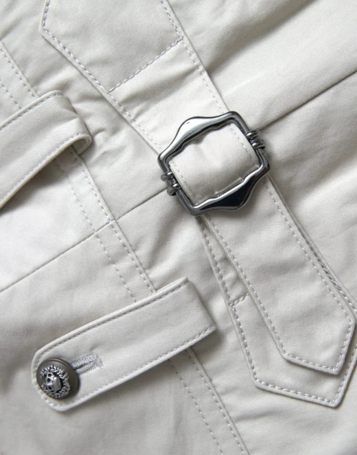 Dolce & Gabbana Beige Cotton High Waist Tapered Pants