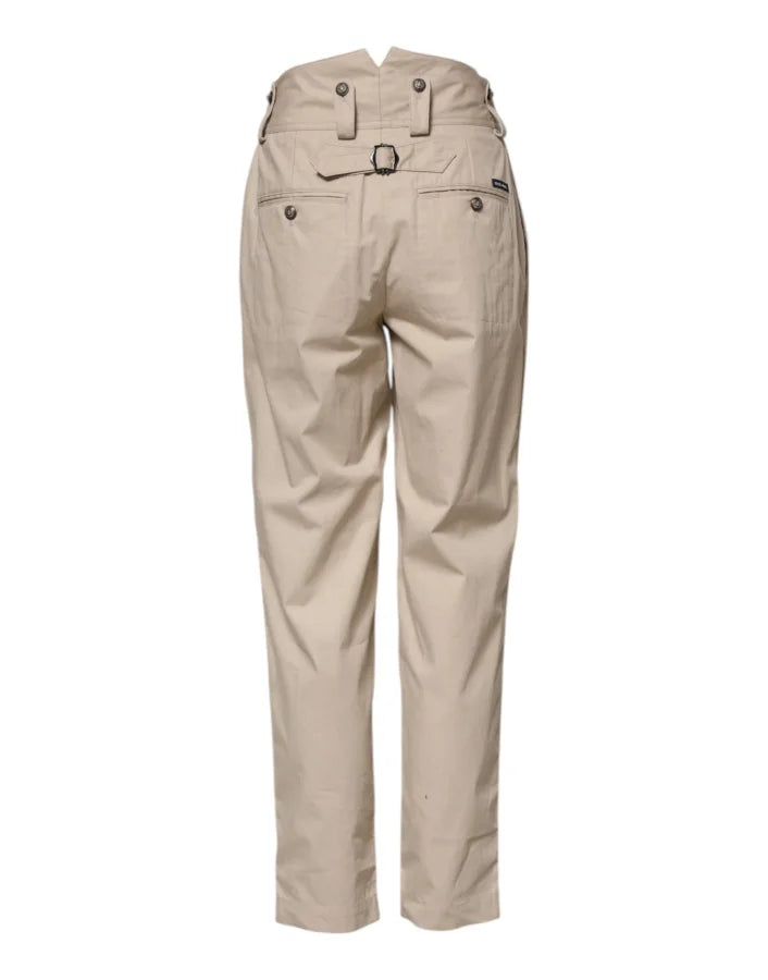 Dolce & Gabbana Beige Cotton High Waisted Pants