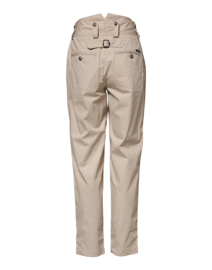 Dolce &amp; Gabbana Beige Cotton High Waisted Pants