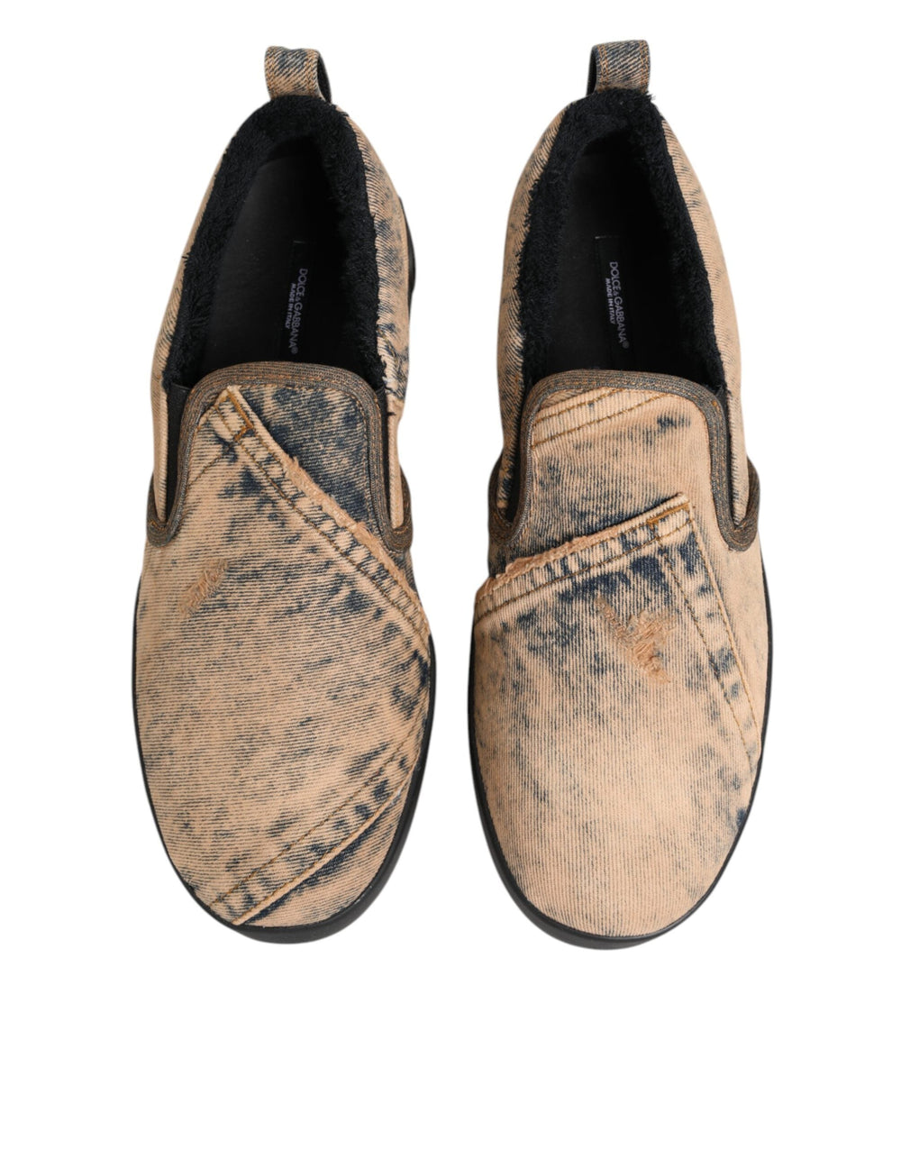 Dolce & Gabbana Beige Cotton Low Top Slip on Sneakers Shoes