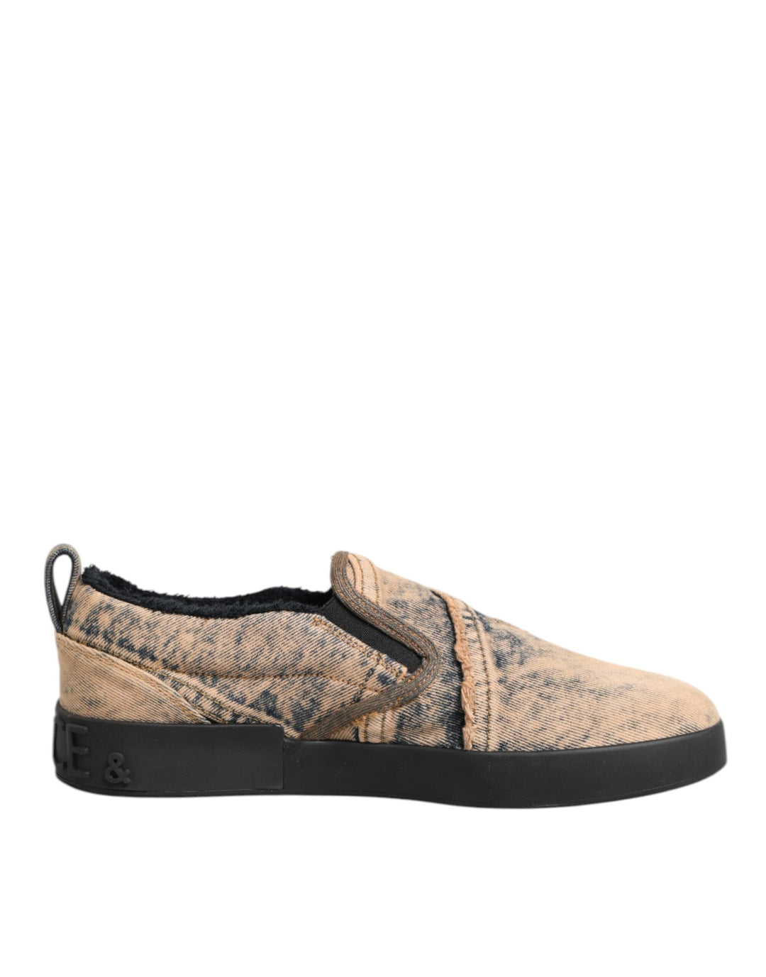 Dolce &amp; Gabbana Beige Cotton Low Top Slip on Sneakers Shoes