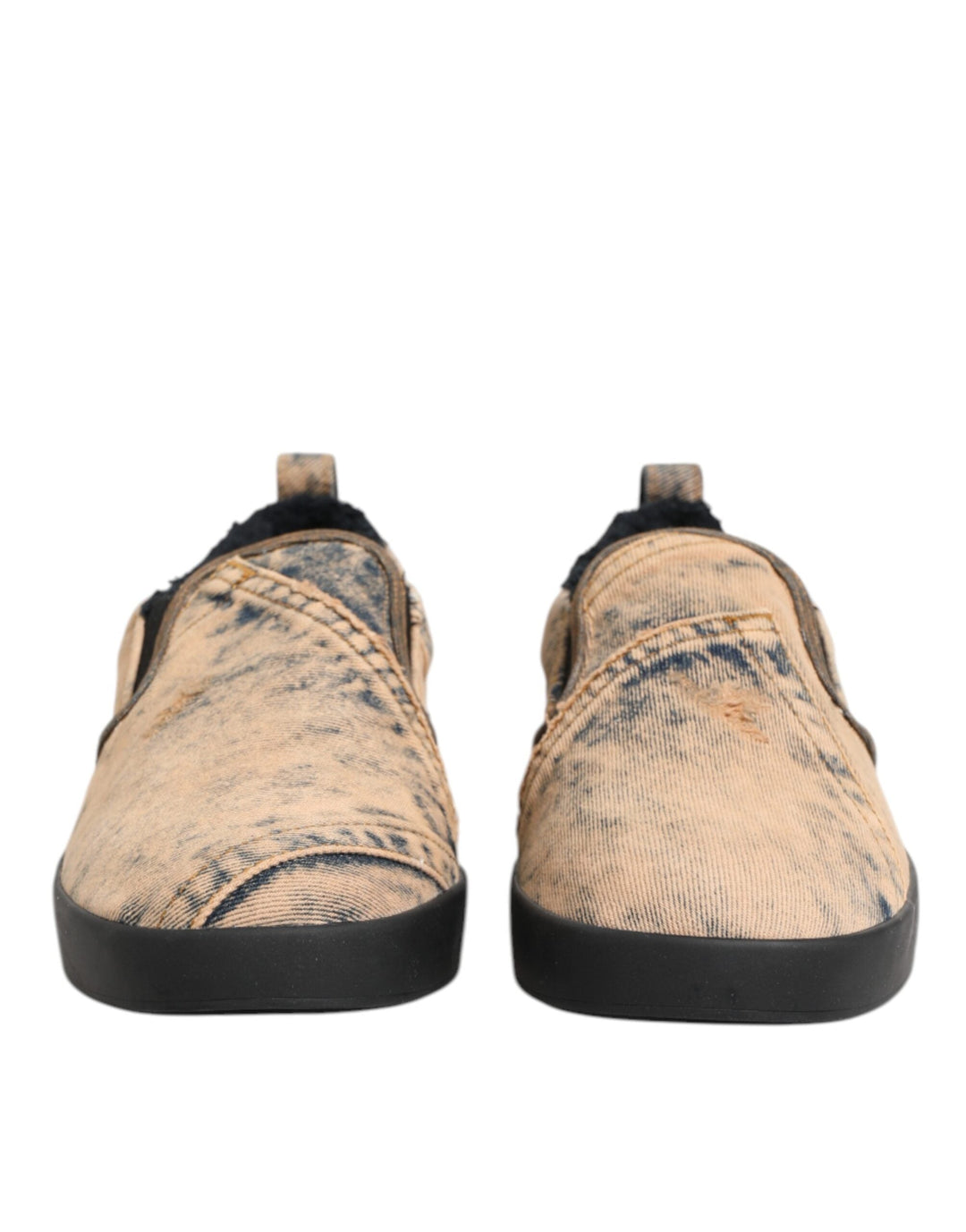 Dolce & Gabbana Beige Cotton Low Top Slip on Sneakers Shoes