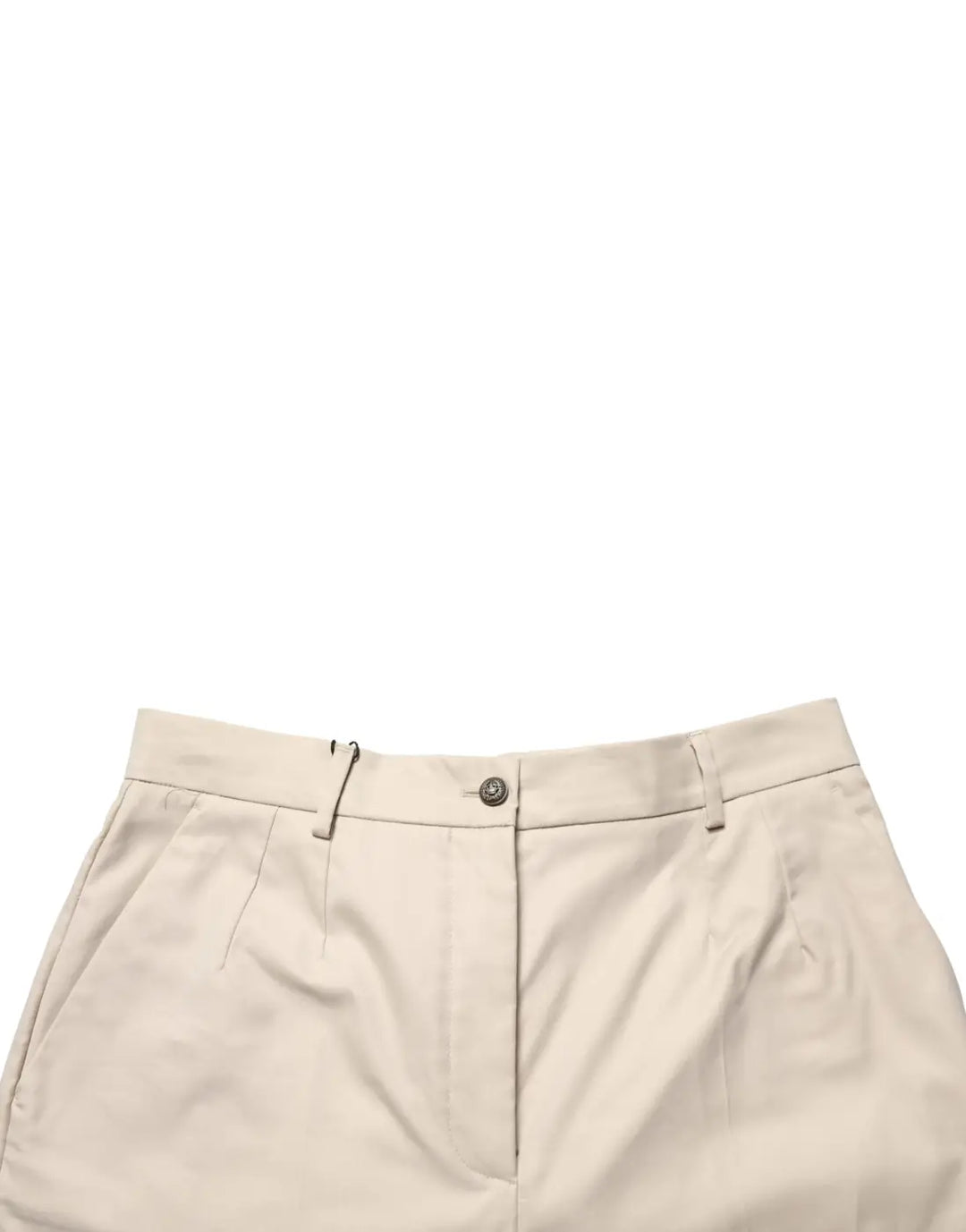 Dolce &amp; Gabbana Beige Cotton Mid Waist Cropped Trouser Pants