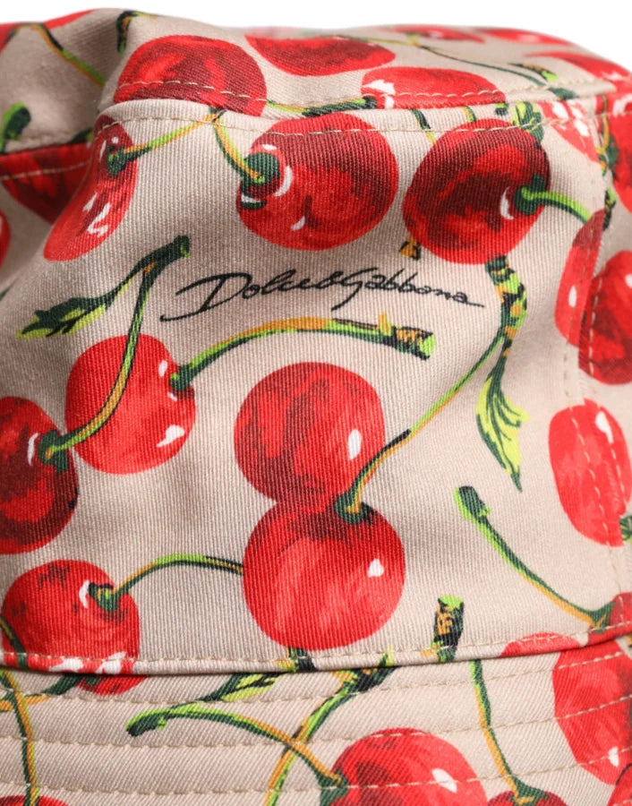 Dolce & Gabbana Beige Cotton Printed Wide Brim Bucket Hat