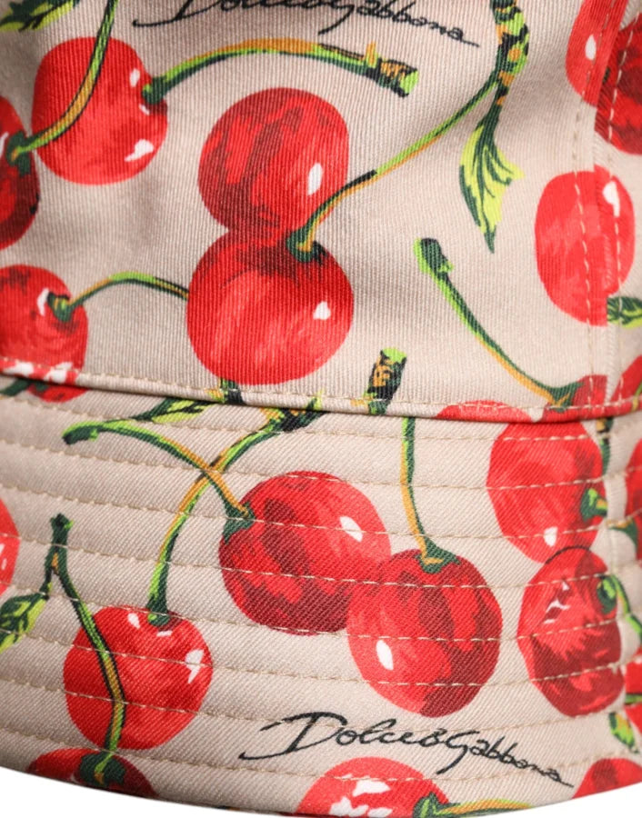 Dolce & Gabbana Beige Cotton Printed Wide Brim Bucket Hat