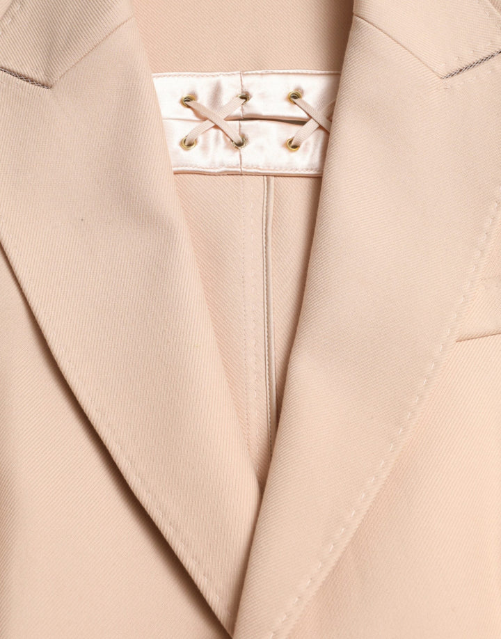 Dolce &amp; Gabbana Trench Coats - Beige Cotton Single Breasted Long Coat Jacket