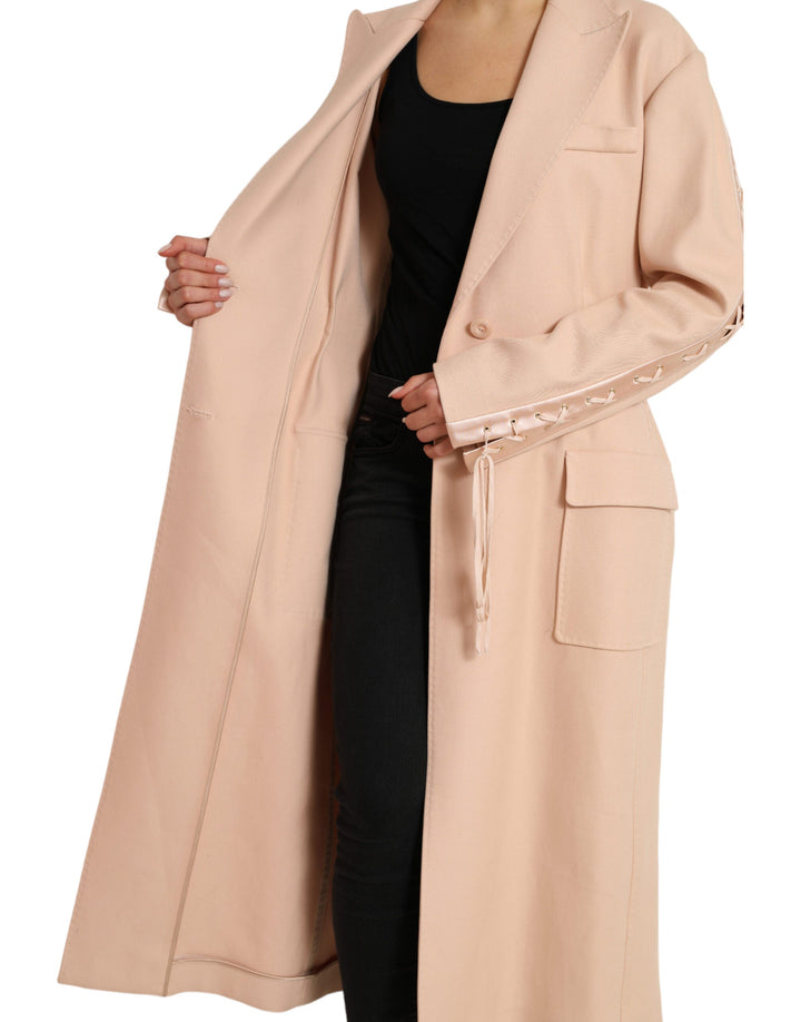 Dolce &amp; Gabbana Trench Coats - Beige Cotton Single Breasted Long Coat Jacket