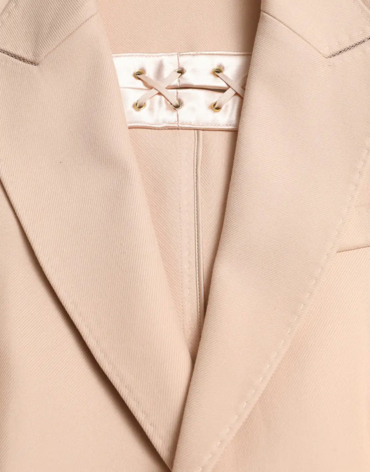 Dolce &amp; Gabbana Beige Cotton Single Breasted Long Coat Jacket