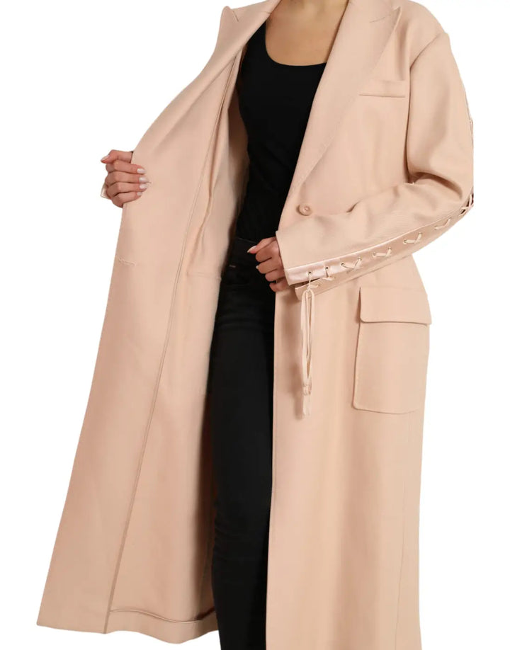 Dolce &amp; Gabbana Beige Cotton Single Breasted Long Coat Jacket