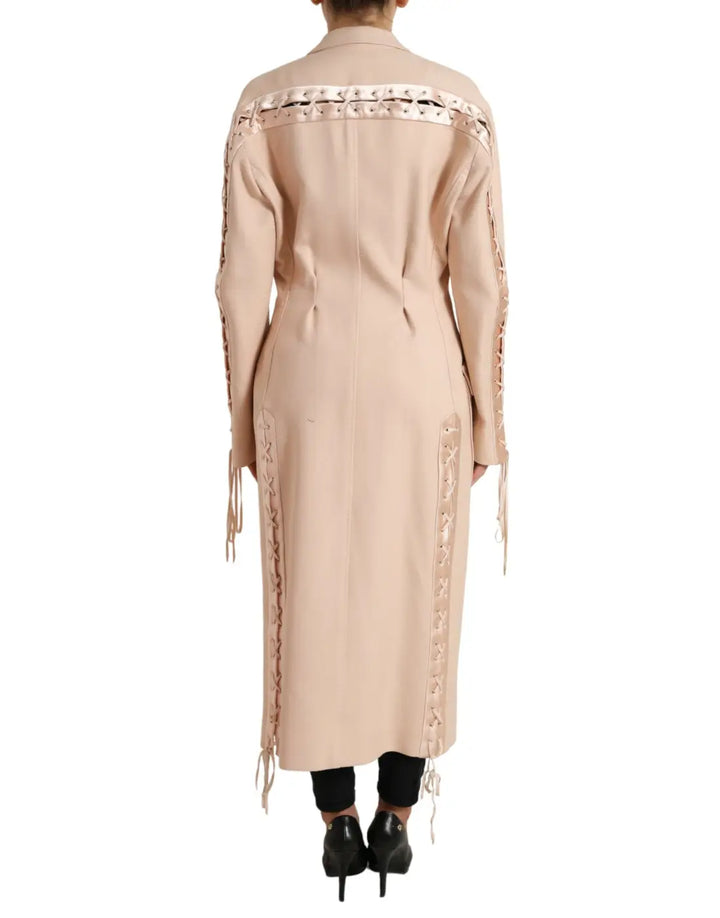 Dolce &amp; Gabbana Beige Cotton Single Breasted Long Coat Jacket