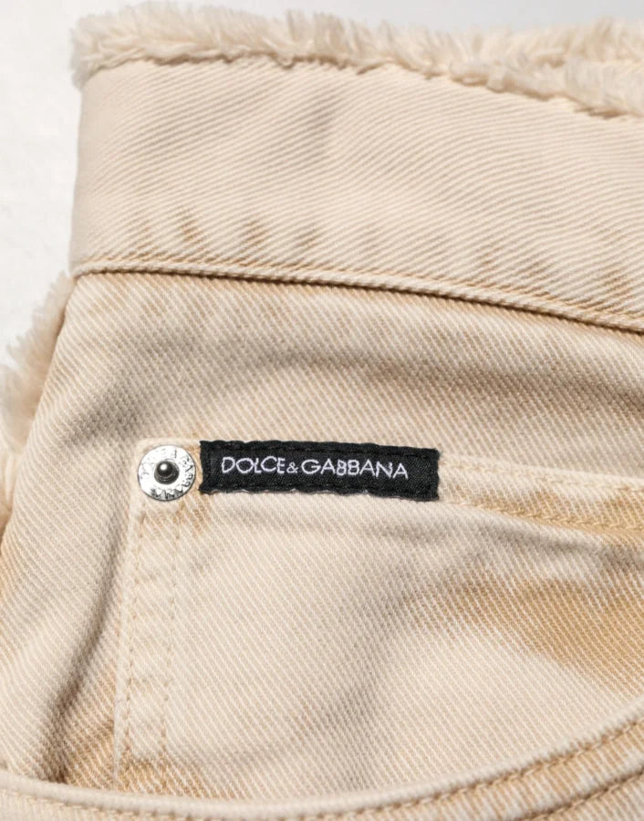 Dolce &amp; Gabbana Beige Cotton Straight Denim Trouser Jeans