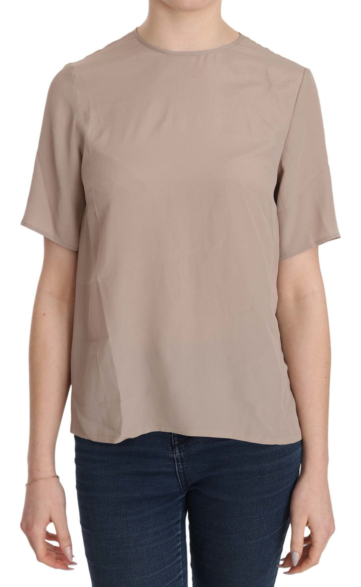 Dolce &amp; Gabbana - Beige Crew Neck Short Sleeve Blouse