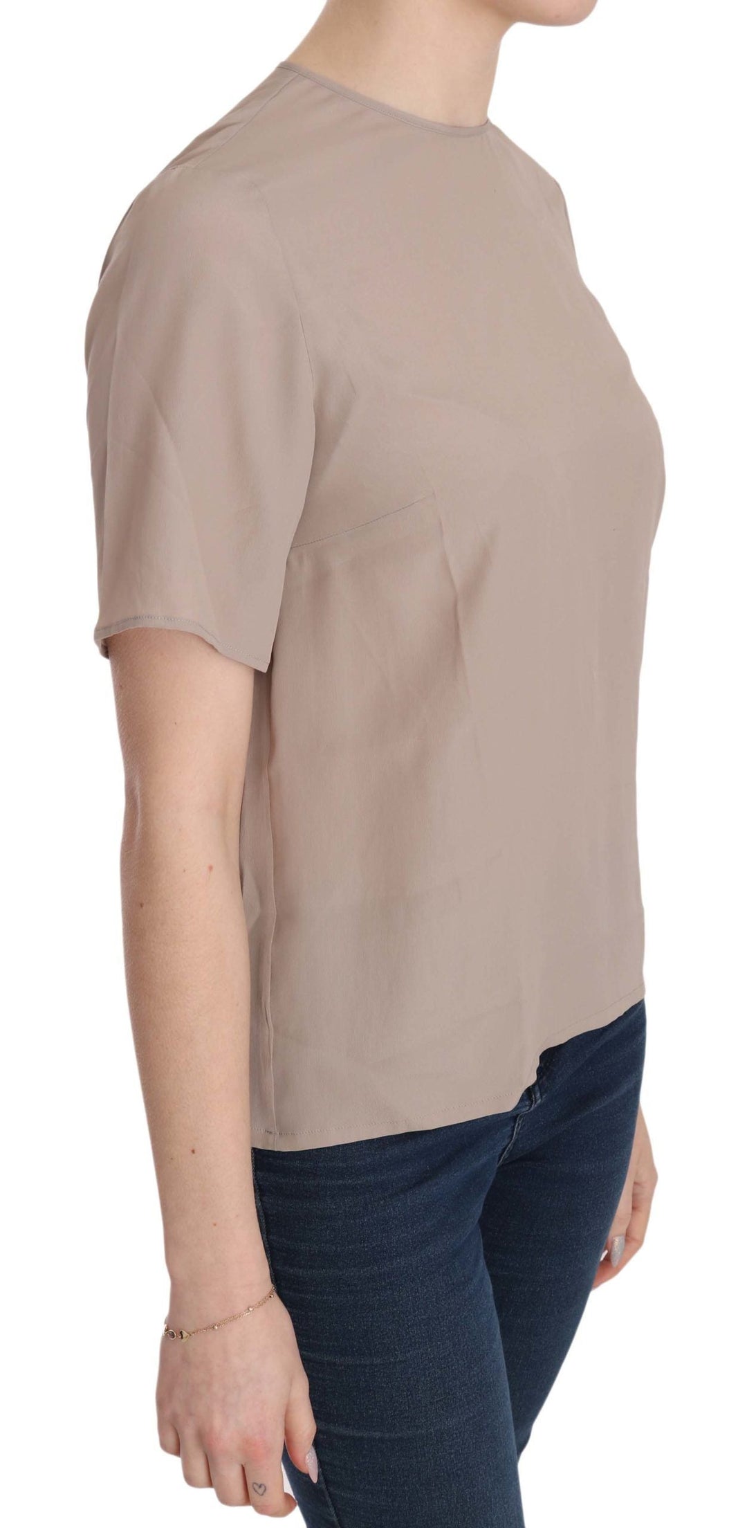 Dolce &amp; Gabbana - Beige Crew Neck Short Sleeve Blouse