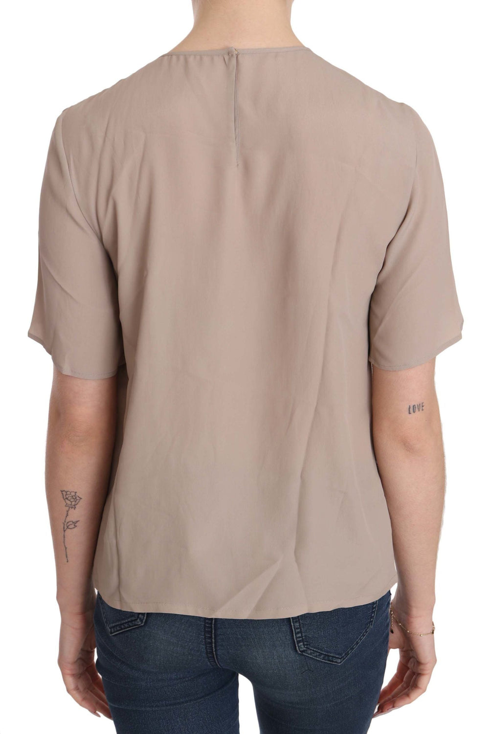 Dolce & Gabbana - Beige Crew Neck Short Sleeve Blouse