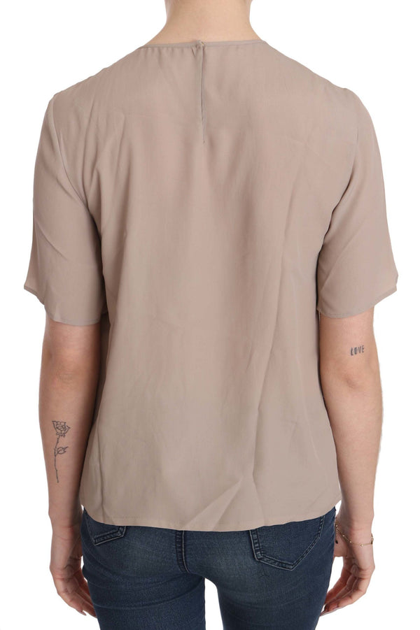 Dolce & Gabbana - Beige Crew Neck Short Sleeve Blouse