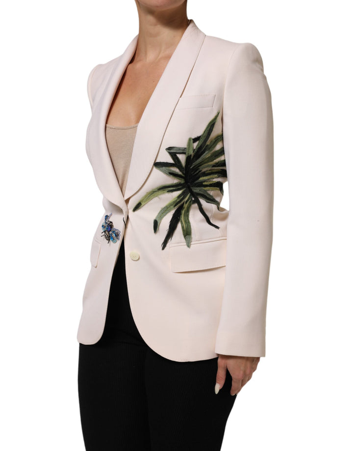 Dolce &amp; Gabbana Sport Jackets - Beige Embroidered Single Breasted Jacket