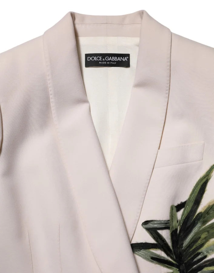 Dolce & Gabbana Beige Embroidered Single Breasted Jacket