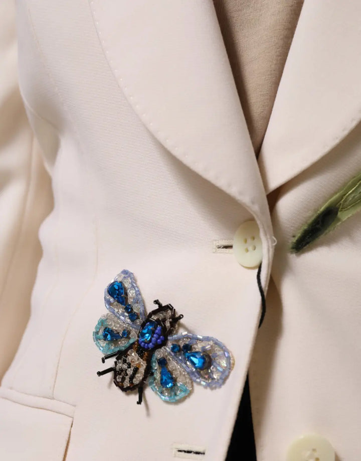 Dolce &amp; Gabbana Beige Embroidered Single Breasted Jacket