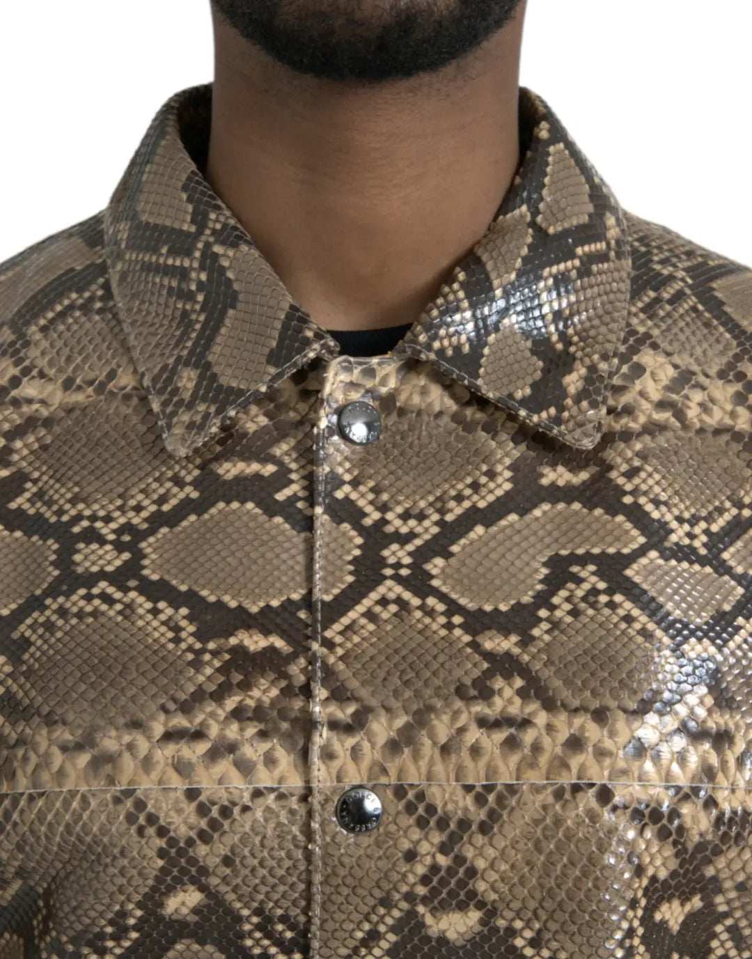 Dolce &amp; Gabbana Beige Exotic Leather Biker Blouson Jacket