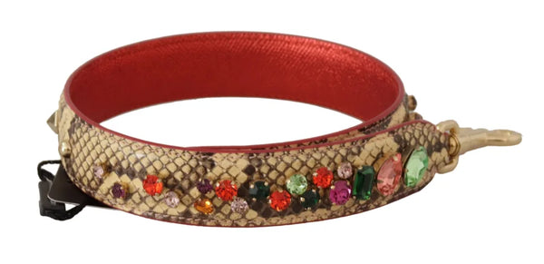 Dolce & Gabbana - Beige Exotic Leather Crystals Shoulder Strap