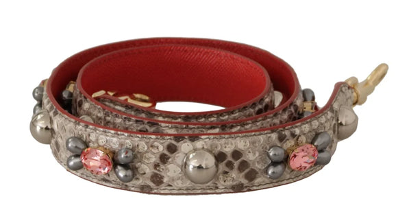 Dolce & Gabbana - Beige Exotic Leather Studded Shoulder Strap