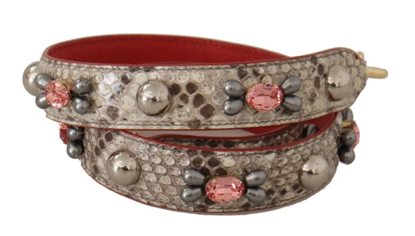 Dolce & Gabbana - Beige Exotic Leather Studded Shoulder Strap