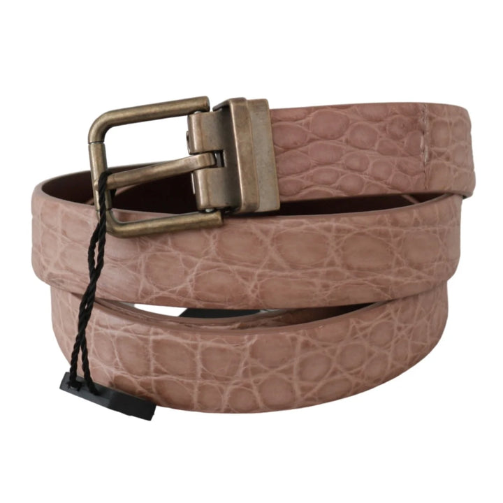 Dolce & Gabbana Beige Exotic Skin Gold Buckle Leather Belt