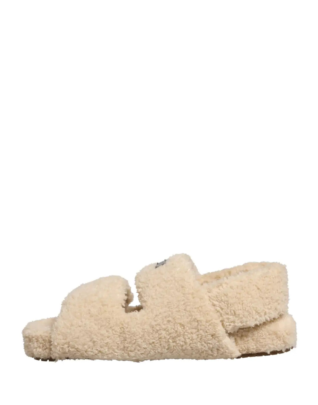 Dolce &amp; Gabbana Beige Faux Fur Slides Men Flats Sandals Shoes