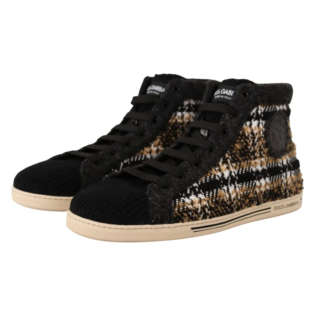 Dolce Gabbana Beige High Tops Showcasing Bold Logo Details &