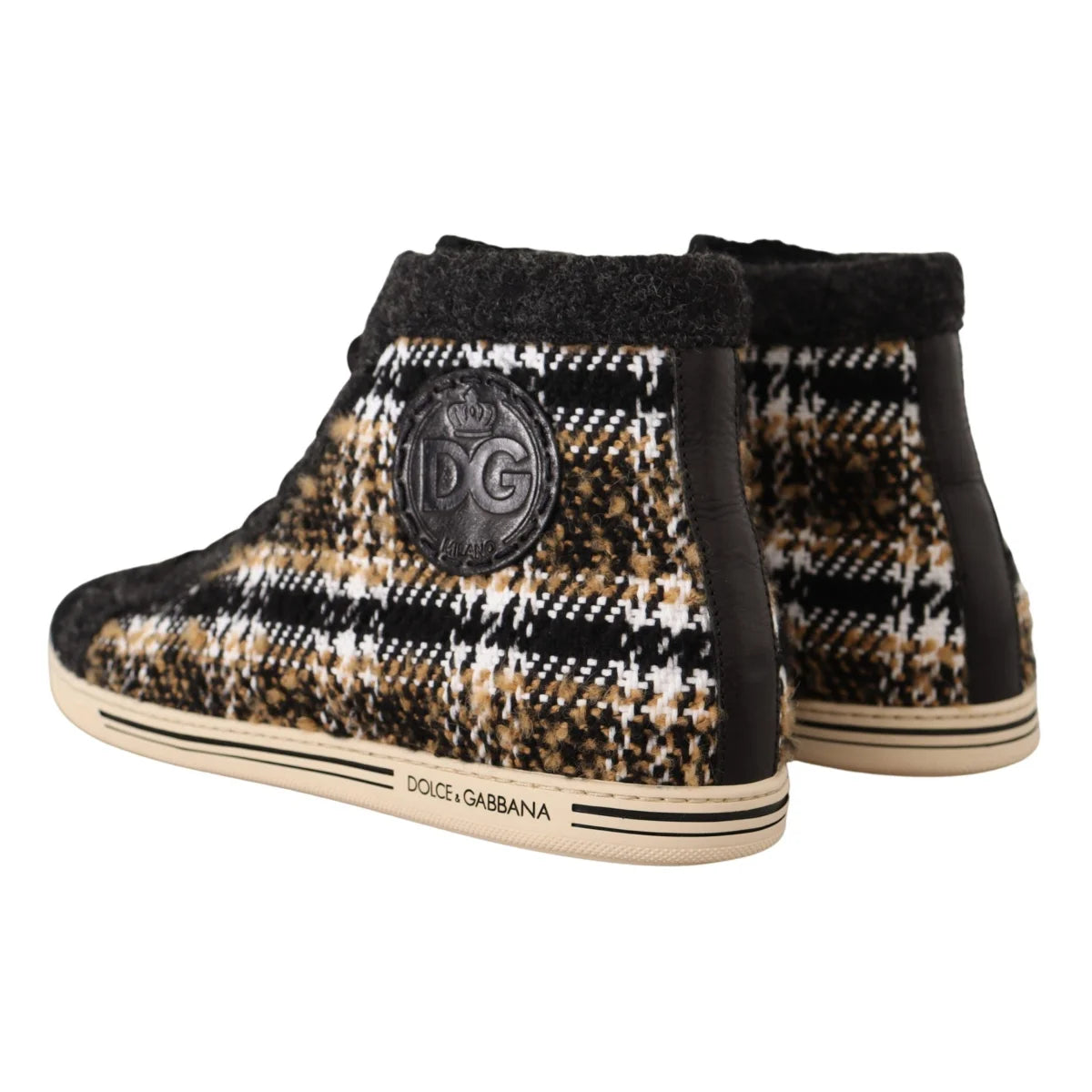 Dolce Gabbana Beige High Tops Showcasing Bold Logo Details &