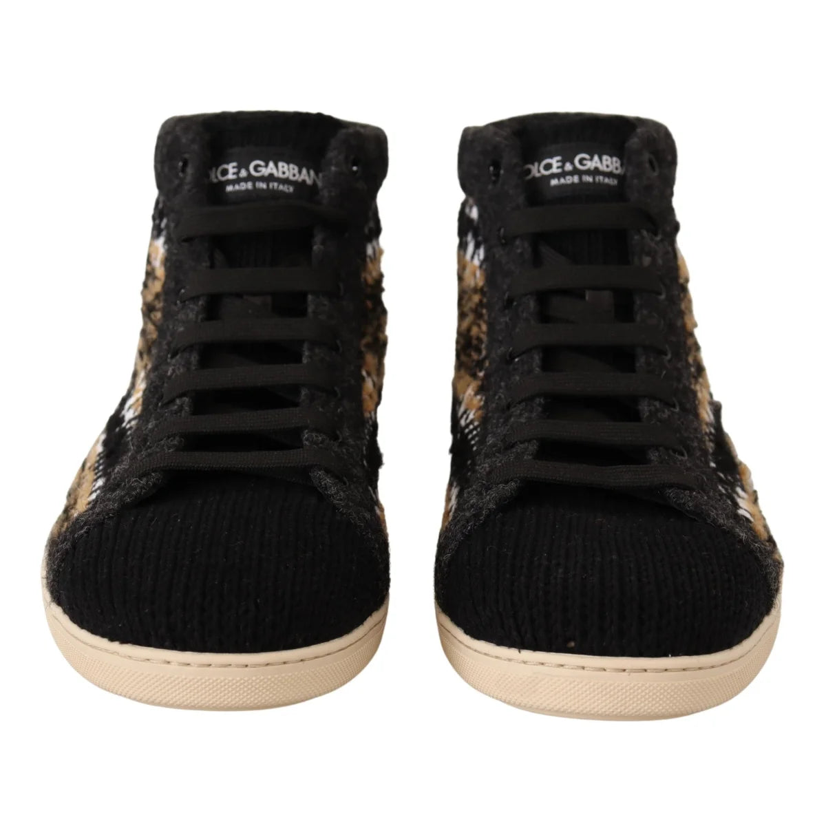 Dolce Gabbana Beige High Tops Showcasing Bold Logo Details &